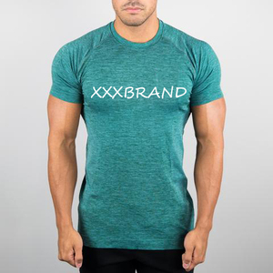 Maglietta MS-2005 Heather Teal per il Fitness e lo <span class=keywords><strong>spazio</strong></span> per il Fitness T-Shirt da <span class=keywords><strong>uomo</strong></span> in poliestere Spandex traspirante da palestra - Product Image 2