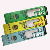 Caja de papel de cable micro USB con extremo de colgador personalizado al por mayor, caja de embalaje de papel laminado con cargador inalámbrico digital 3C