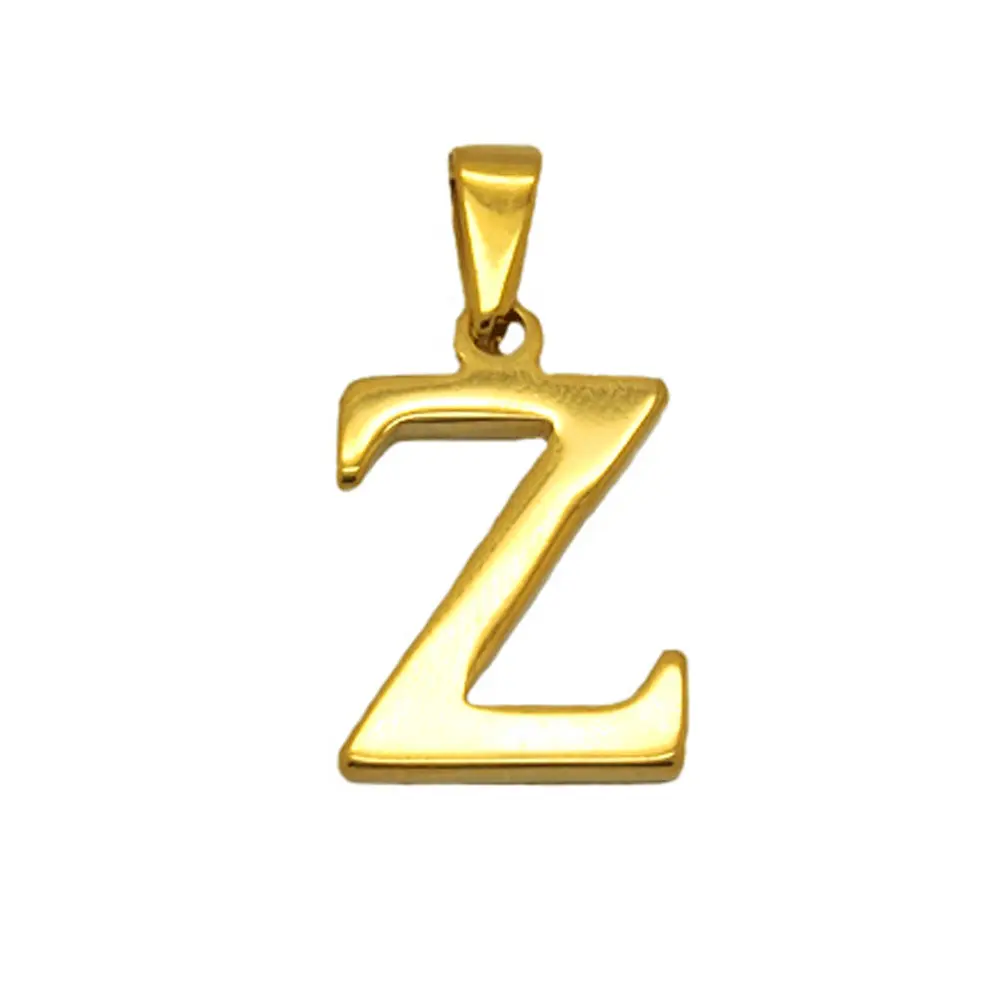 Olivia Simple New Design Custom English Letter Initials Z Charm Steel 18k Gold Alphabets Pendant Designs