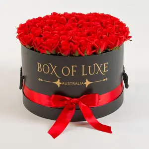 Nach modische karton papier rose box geschenk großhandel luxus runde zylinder hut box für blumen