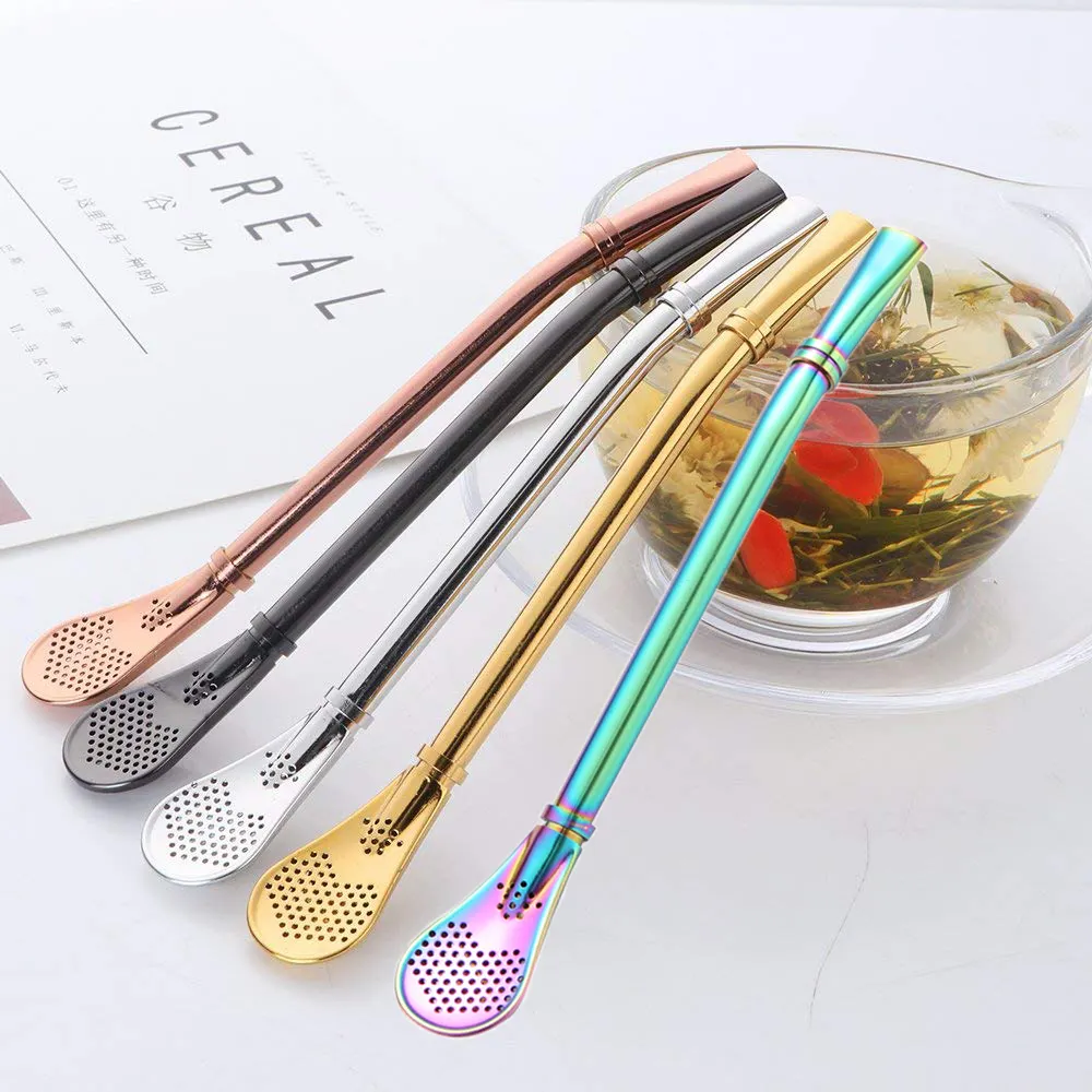 Mate Stainless Straw 18/8 Stainless Steel Drinking Straws Metal Straw With Filter Spoon Yerba Mate Bombilla
