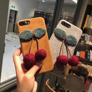En gros En Peluche Cerise Fruits Conception Flanelle Téléphone Cas Pour iPhone X 8 8 plus 7 7 plus 6 6 S - Product Image 2