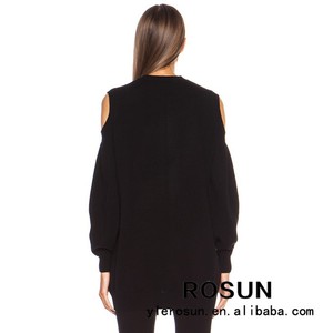 Totale nero fuori- superiore della spalla cool donne maglioni pullover - Product Image 3