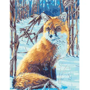 Drawing Canvas Oil Painting The Fox In The Snow Looks Back Into The Distance On Canvas The Canvas Print Living Room