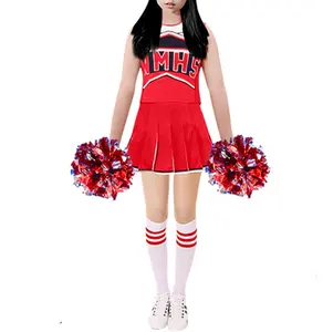 キッズスポーツゲームのチアリーダーコスチューム体操チームチアリーディングダンスドレス制服女の子着用スカートセット