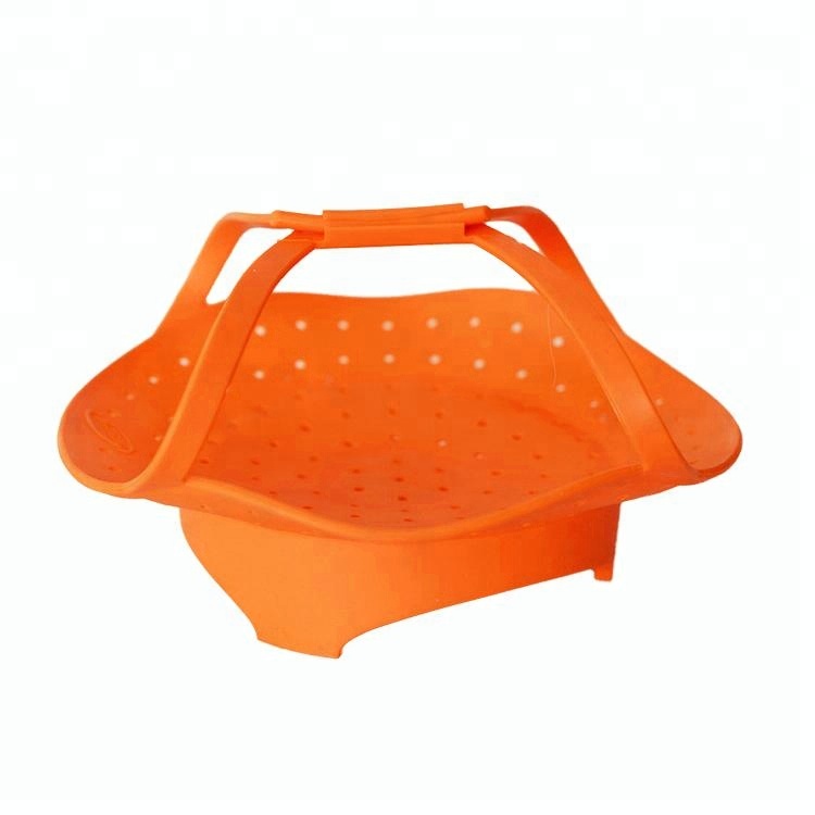 Противоскользящая силиконовая Пароварка для овощей с ручкой