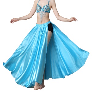 Bestdance-falda de satén para danza del vientre, falda Tribal con aberturas de 2 lados, disfraz de baile de <span class=keywords><strong>Tango</strong></span>, <span class=keywords><strong>Cha</strong></span>, <span class=keywords><strong>Cha</strong></span> - Product Image 4