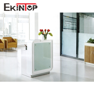 Ekintop Cheap <strong>High</strong> <strong>Gloss</strong> Mirror 3 Person Acrylic Glass Spa Tufted Reception <strong>Desk</strong> with No Wheels - Product Image 2