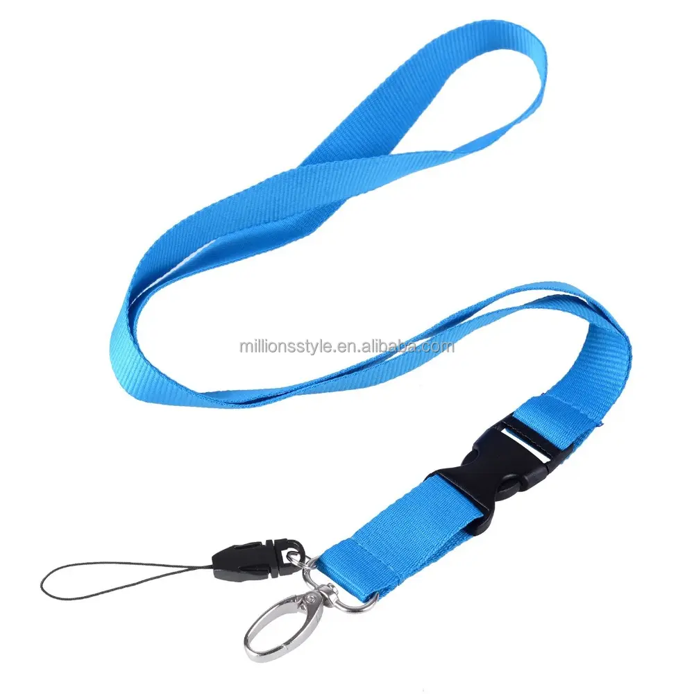 Colorful Plain Cell Phone Lanyard With Breakaway Clip/keycord with safty buckle