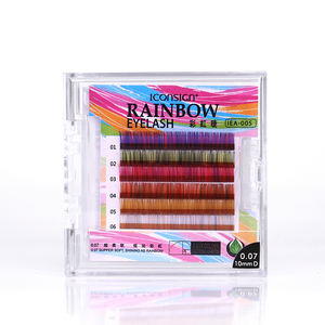 रंगीन झूठी पलकें 8-12mm इंद्रधनुष व्यक्तिगत बरौनी 0.07mm - Product Image 5