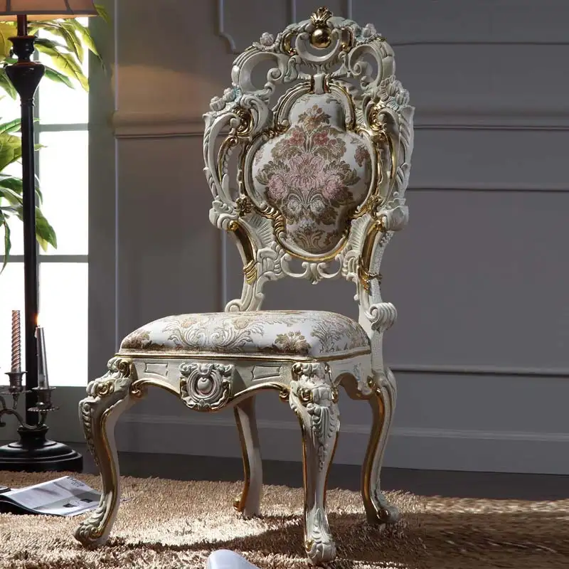 Роскошный классический барочный стул, итальянская деревянная рамка с листом, позолоченная мебель для столовой, французский рококо, стул для столовой