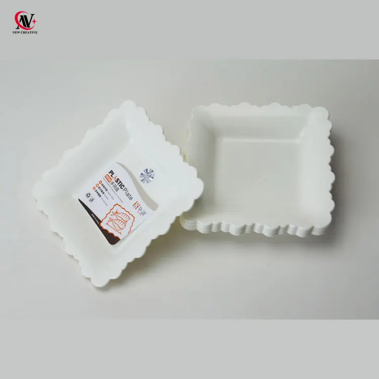Белые квадратные пластиковые тарелки для мисок 12,3 см, набор из 6 тарелок для вечеринки, мероприятия, барбекю, буфета
