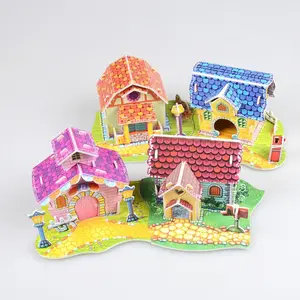 Venta al por mayor modelo de casa de cartón-Alta calidad 3d modelo de papel juguete de cartón rompecabezas 3d modelo de papel de 3d rompecabezas casa