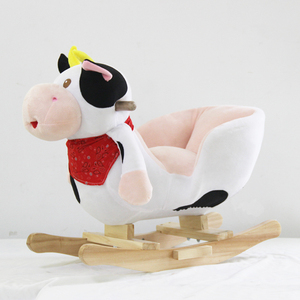 Chaise berçante en peluche pour bébé, base en bois, chaise berçante en peluche en forme de <span class=keywords><strong>vache</strong></span> - Product Image 2