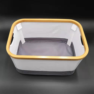 Collapsible <strong>Laundry</strong> Hamper, Bamboo Foldable <strong>Laundry</strong> Basket, Self Standing Storage Bag for Clothes, Toys, <strong>Books</strong> - Product Image 3
