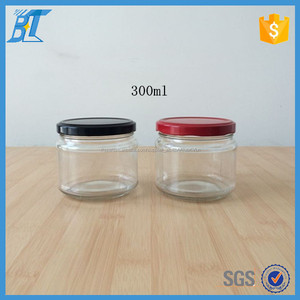 vacío 300ml 10 oz frasco de vidrio para la industria <span class=keywords><strong>conservera</strong></span> cilindro contenedor de alimentos con tapa de metal twist-off - Product Image 1