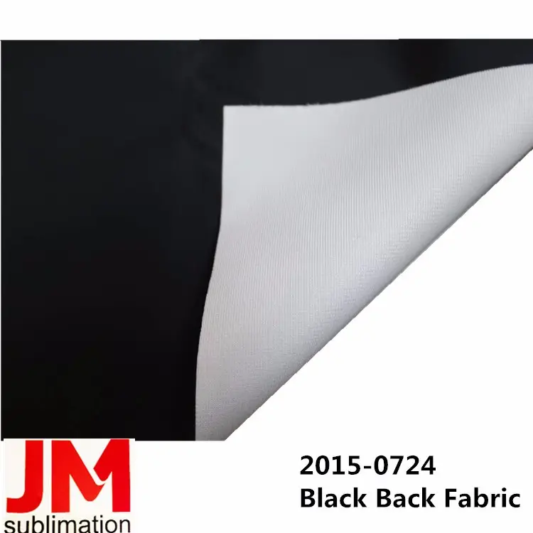 Beliebte 100 Pct Polyester schwarz zurück stoff für indoor direkt druck und wärme transfer druck blockout