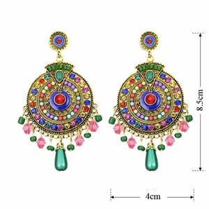 <strong>Handmade</strong> Bohemian Colorful Beads Drop Ear Studs <strong>Earrings</strong> for Women Ethnic Fashion Jewelry - Product Image 4