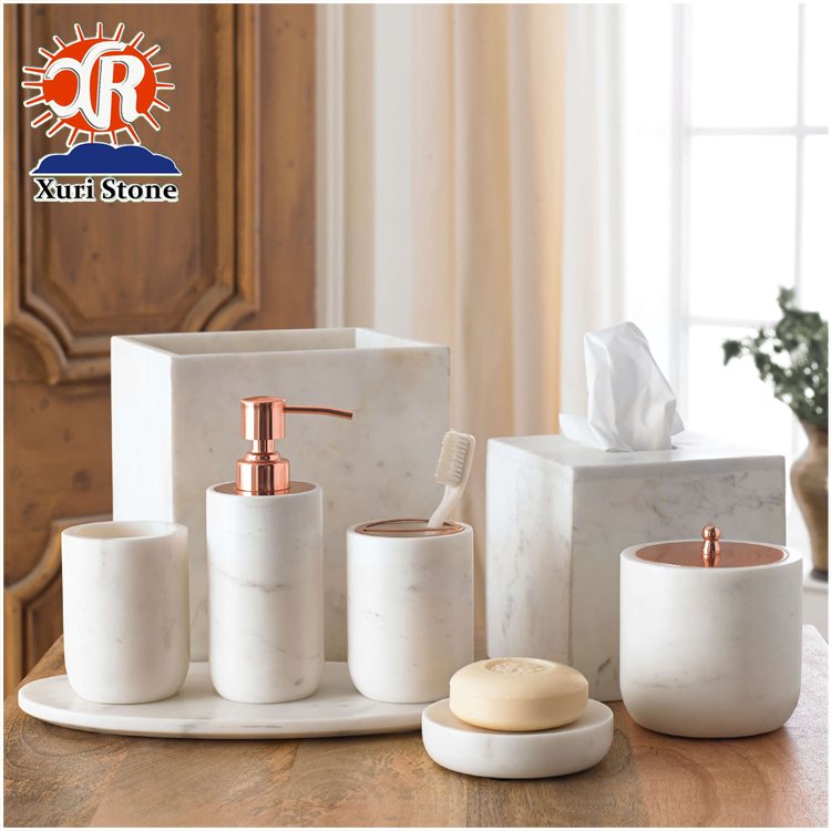 Bathroom Toiletry Set Toilet Brush Holder Marble Bath Accessories Set