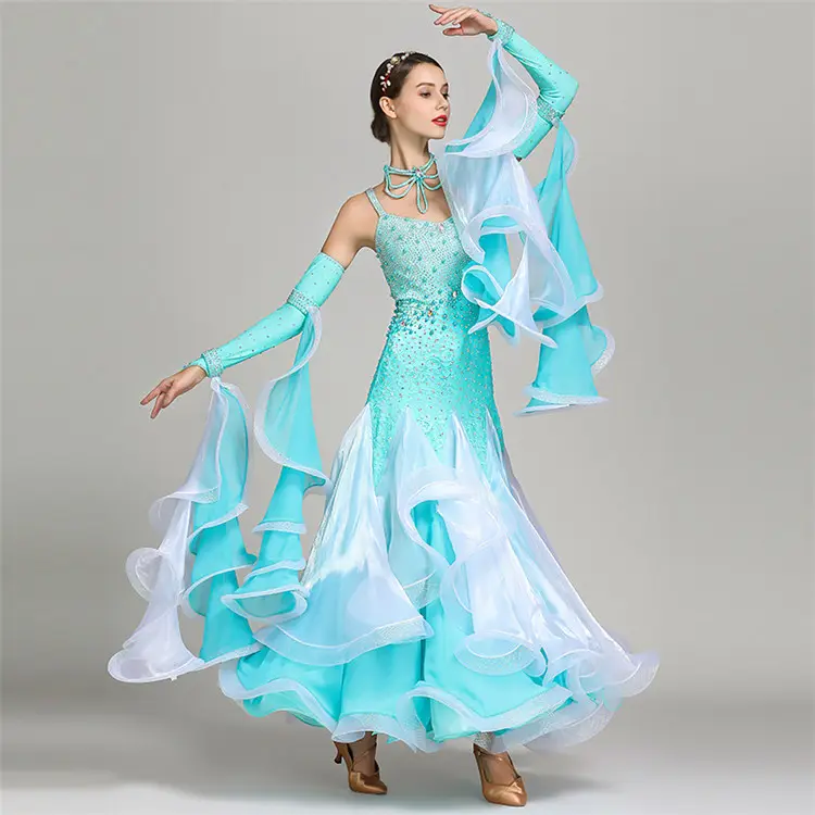 2019 새로운 디자인 여성 댄스 착용 볼룸 공모전 드레스