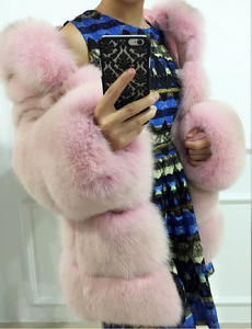 <span class=keywords><strong>Cappotto</strong></span> Invernale da Donna in <span class=keywords><strong>Pelliccia</strong></span> di <span class=keywords><strong>Volpe</strong></span> di Alta Qualità Rosa Antico - Product Image 3