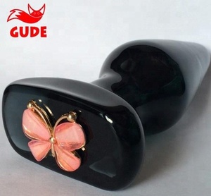 Enchufe Anal de cristal de alta calidad, tapón Anal de cristal negro de mariposa, herramientas sexuales - Product Image 1
