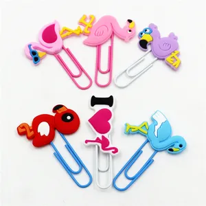 Factory custom wholesale pvc plastic flamingo bird clip for student