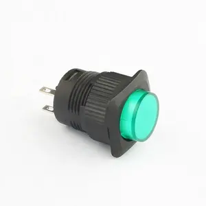 Botão interruptor momentâneo, venda quente 1a 250v fd16 16mm, 2 pinos, interruptor verde