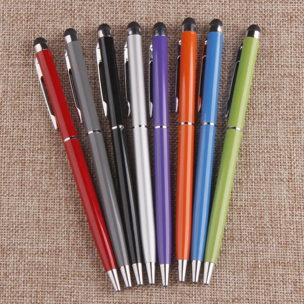 High quality 2 in 1 metal branded hotel stylus pen promotional touch pen