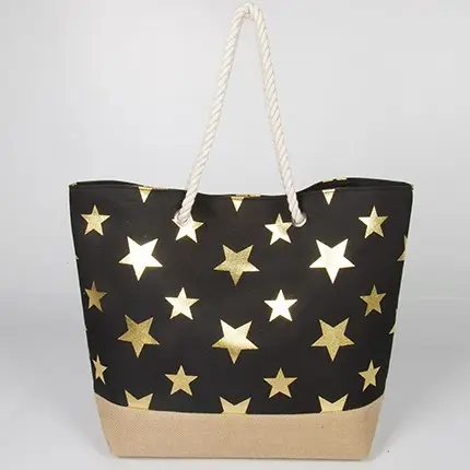 Fashion designer Women's gold custom luxury tote bags handbags Summer Polyester Material tote beach bag
