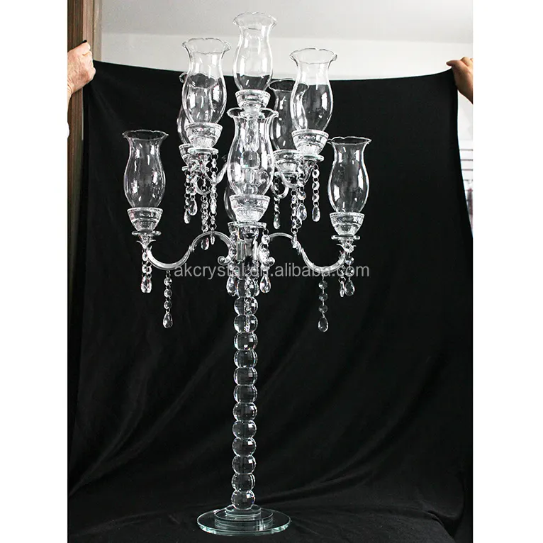 Beautiful wedding table centerpieces 9 arms clear crystal candelabra centerpieces for sale