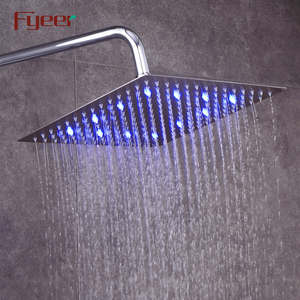 Foheel — pomme de douche Led courte 12 pouces, pommeau de douche brossé ultra-mince pour tête carrée