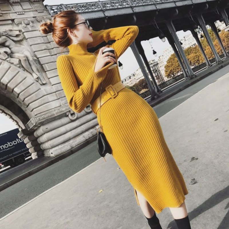 slim fit dress slacks Plus Size Knitted Elegant Form-Fitting Autumn Short Dress – Canary Houze main image 0