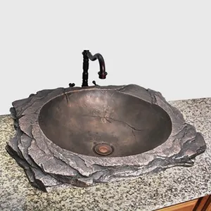 Döküm bronz banyo lavabo/undermounted bouldered bronz lavabo