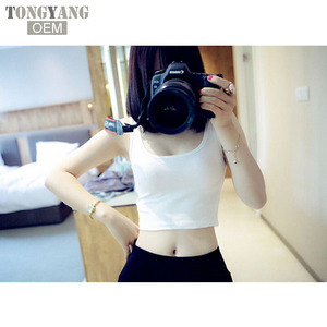 Tongyang Summer Slim Render Short Top da <span class=keywords><strong>donna</strong></span> senza maniche <span class=keywords><strong>canottiere</strong></span> a scollo a U tinta unita nero/bianco canottiera - Product Image 4