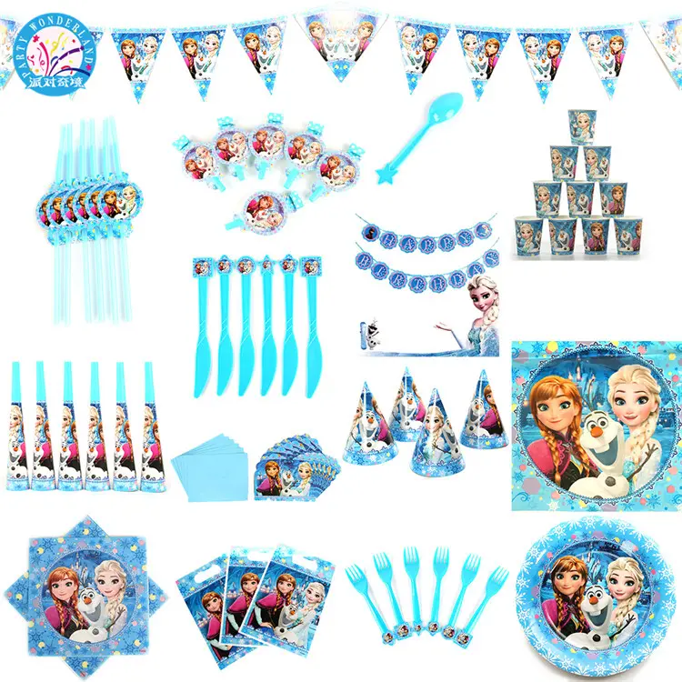 New product ideas 2023 frozen princess theme tableware set children birthday party supplies decorations
