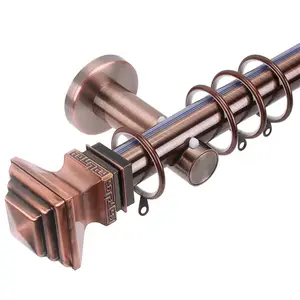 28Mm Cửa Sổ Antique Brass Twisted Metal Curtain Rod Bán Buôn Thanh Rèm Kim Loại Dài