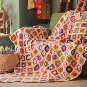 Hot <strong>Sale</strong> King Size Warm Handmade Knitted Granny Square Flower Pattern <strong>Crochet</strong> Adult <strong>Blanket</strong> <strong>for</strong> Bed - Product Image 2