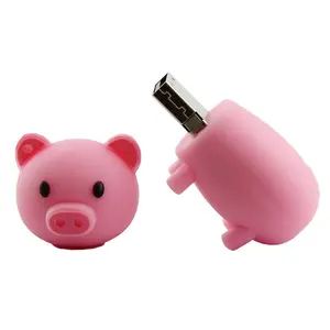 ร้อนน่ารักการ์ตูน PVC หมู USB แฟลชไดรฟ์ Pendrive สีชมพูสัตว์ดิสก์ USB2.0 3.0