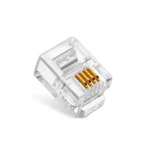 Professionelle Herstellung Verkaufsschlager RJ11 RJ12 6P4C 4-Pin-Anschlussschraube Goldplattierung Standard durchsichtig Männlich Rj45 Weiblich