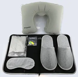 Verschiedene Stile können angepasst werden Männer Schlaf maske Ohr stöpsel Hals Kissen Hausschuhe Travel Kit Airline Männer Travel Kit Set