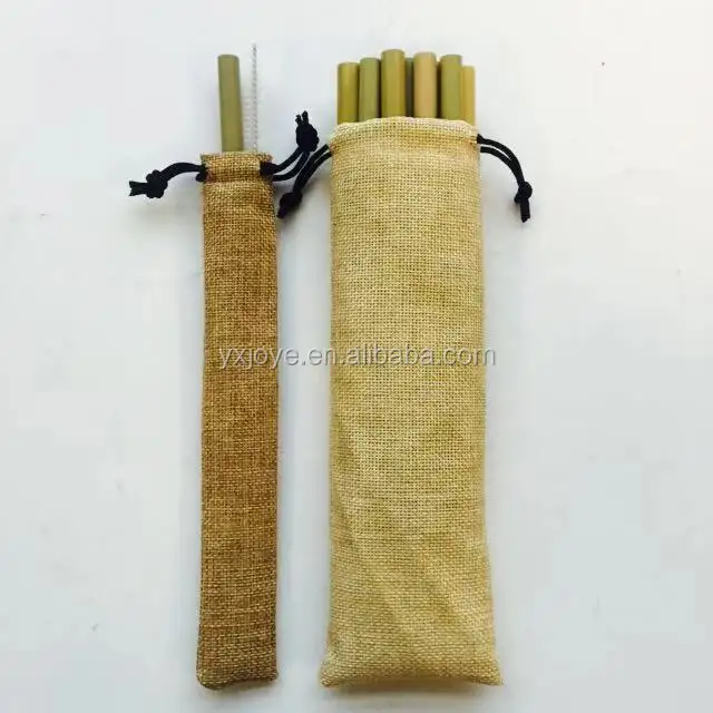 JOYE reusable eco bamboo drinking straw set with individual bag package with logo