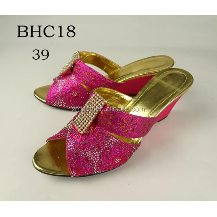 BHC18 Queency Bán Nhà Máy Giày Dép 2017 Lady Fushia Cao Gót Bridal Fancy Sandal Giày cho Đám Cưới và Tiệc