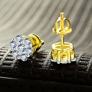 <span class=keywords><strong>Pendientes</strong></span> de Botón Cuadrados de Circonita Estilo Hip Hop para Hombre, Chapados en Oro de 14k, con Diseño Africano, para Bebés - Product Image 3