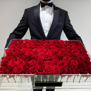 Yageli Extra Large Transparent Acrylic Everlasting Rose Flower Box for 104 Roses