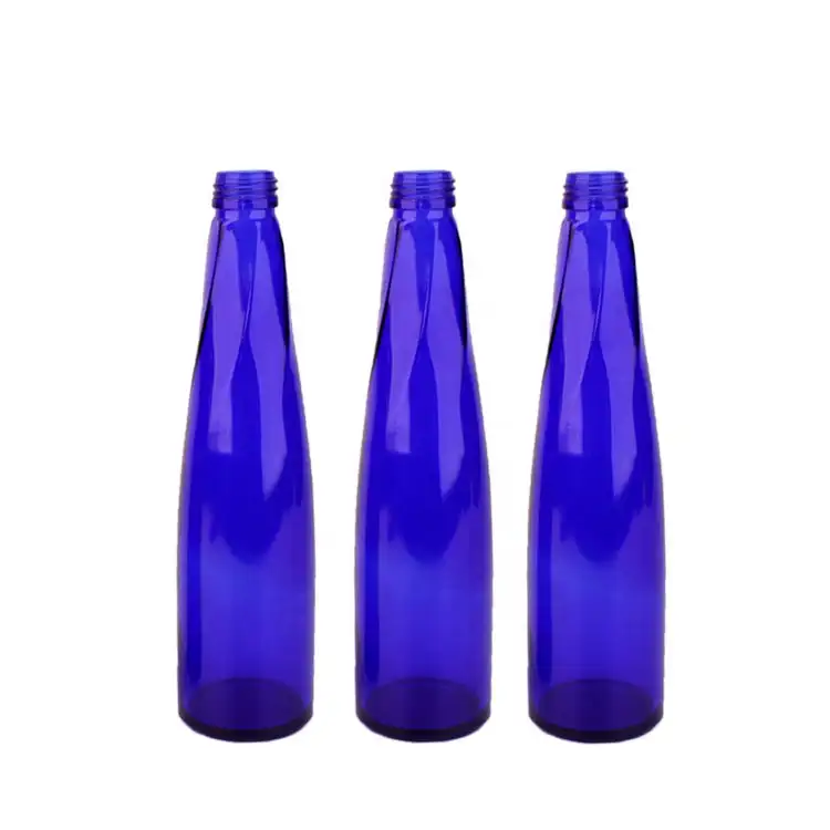 Botol Kaca Berwarna Biru Tua 330Ml, untuk Minuman Anggur dengan Tutup Sekrup