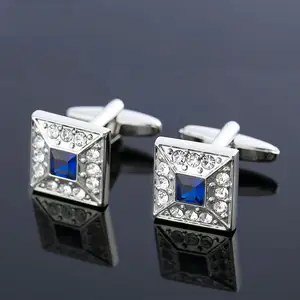 Luxury Fashion Especially Square Graceful Cufflinks Crystal CZ Diamond White Gold Plated Custom 14K 18K Jewelry for Men