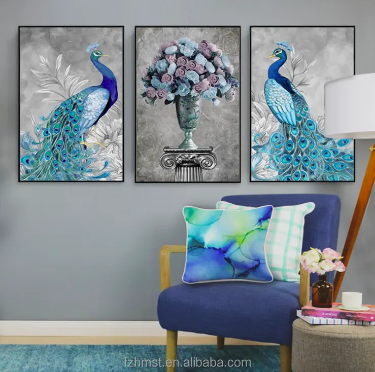 Modern Wall Picture Art Poster Print Peacock Painting on canvas