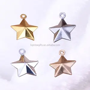 Solid Gold Silver Rose Gold Mini Size 3D Five Stars Metal Pendants & Charms Wholesale factory customized