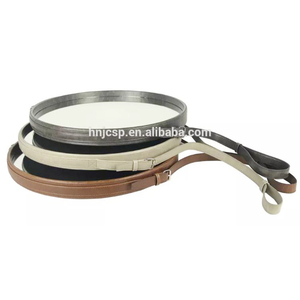 Decorative Round Dark <strong>Grey</strong> Hanging Beauty Leather Wall <strong>Mirror</strong> with Strap - Product Image 6